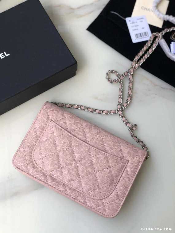 Hyper Peter SILVER WALLET CAVIAR WITH HARDWARE CHAIN CHANEL 0801